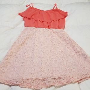 Orange Lace and Ruffle Dress
